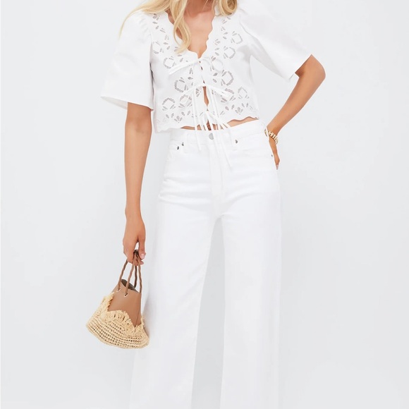 Elegant White Lace-Up Women's Top - Picture 2 of 2